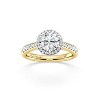 Love by Michelle Beville Halo Solitaire Ring with 1.35ct of Laboratory Grown Diamonds in 18ct Yellow Gold Rings Bevilles 