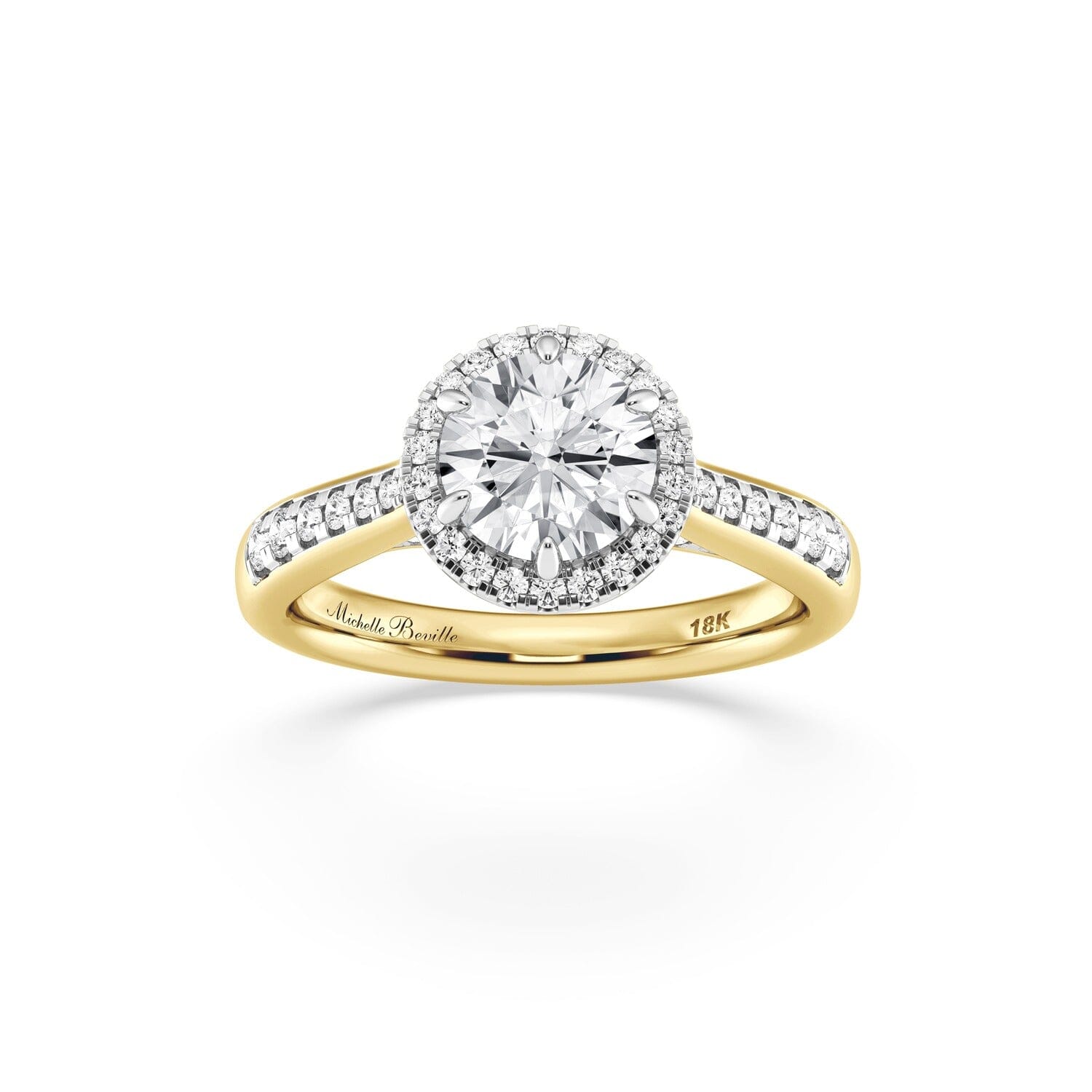Love by Michelle Beville Halo Solitaire Ring with 1.35ct of Laboratory Grown Diamonds in 18ct Yellow Gold Rings Bevilles 
