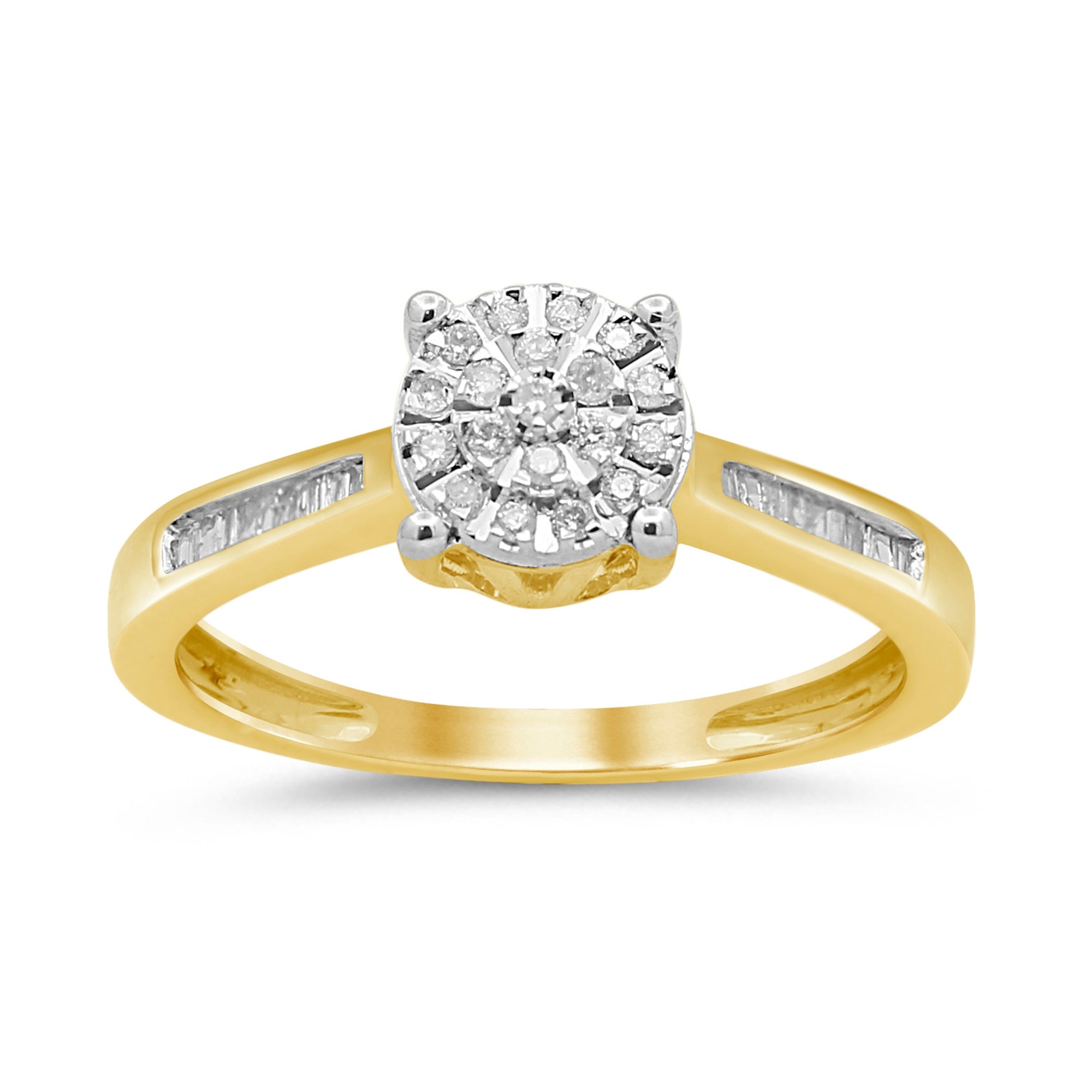 Martina Solitaire Look Ring with 0.15ct of Diamonds in 9ct Yellow Gold Rings Bevilles 