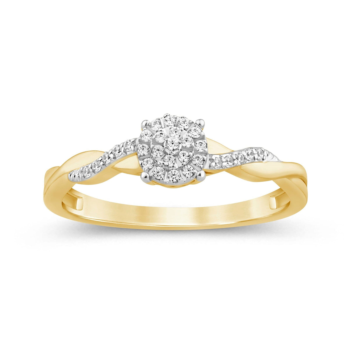 Martina Solitaire Look Ring with 0.10ct of Diamonds in 9ct Yellow Gold Rings Bevilles 