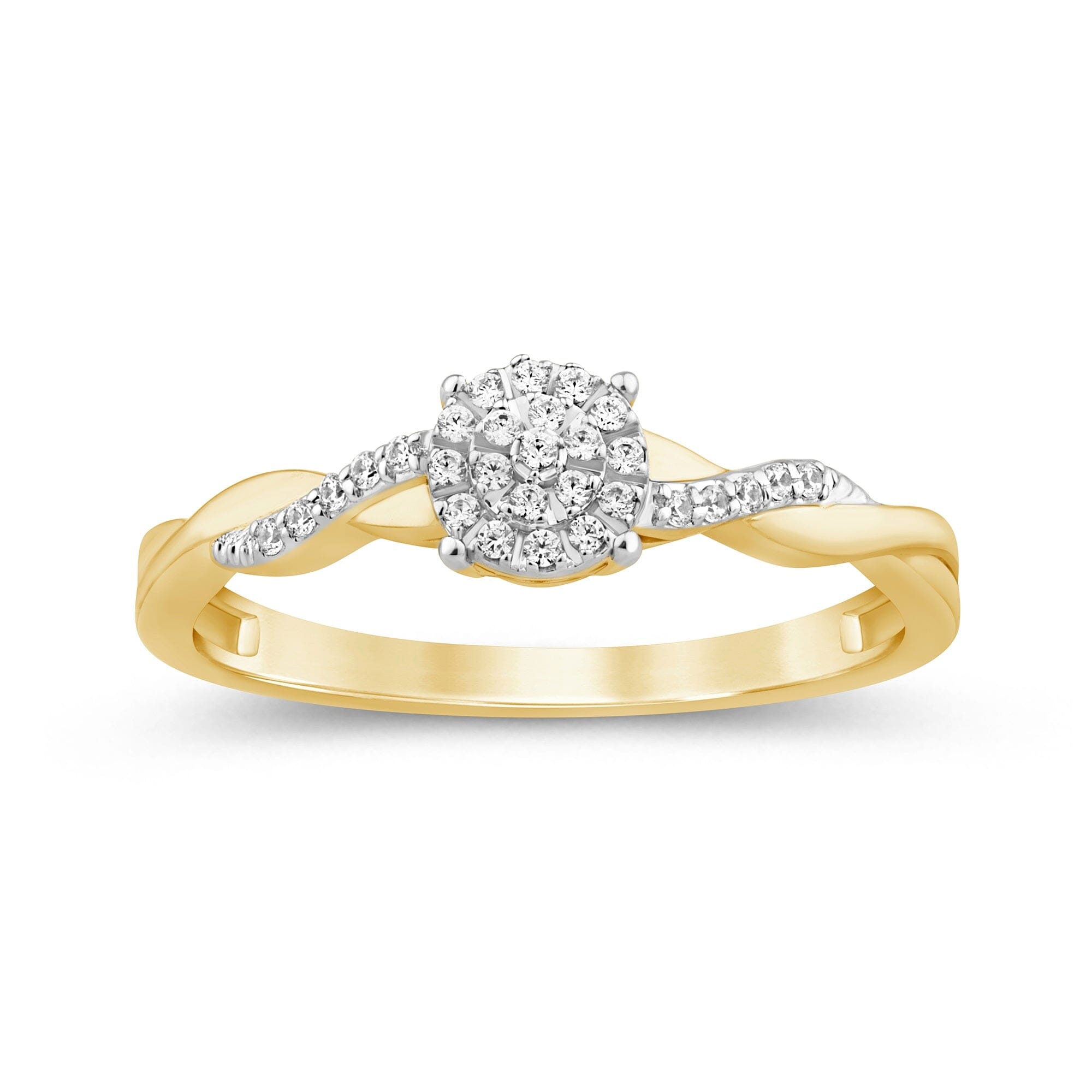 Martina Solitaire Look Ring with 0.10ct of Diamonds in 9ct Yellow Gold Rings Bevilles 