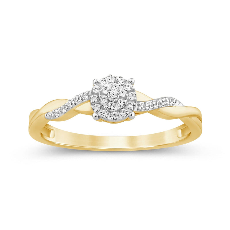 Martina Solitaire Look Ring with 0.10ct of Diamonds in 9ct Yellow Gold Rings Bevilles 