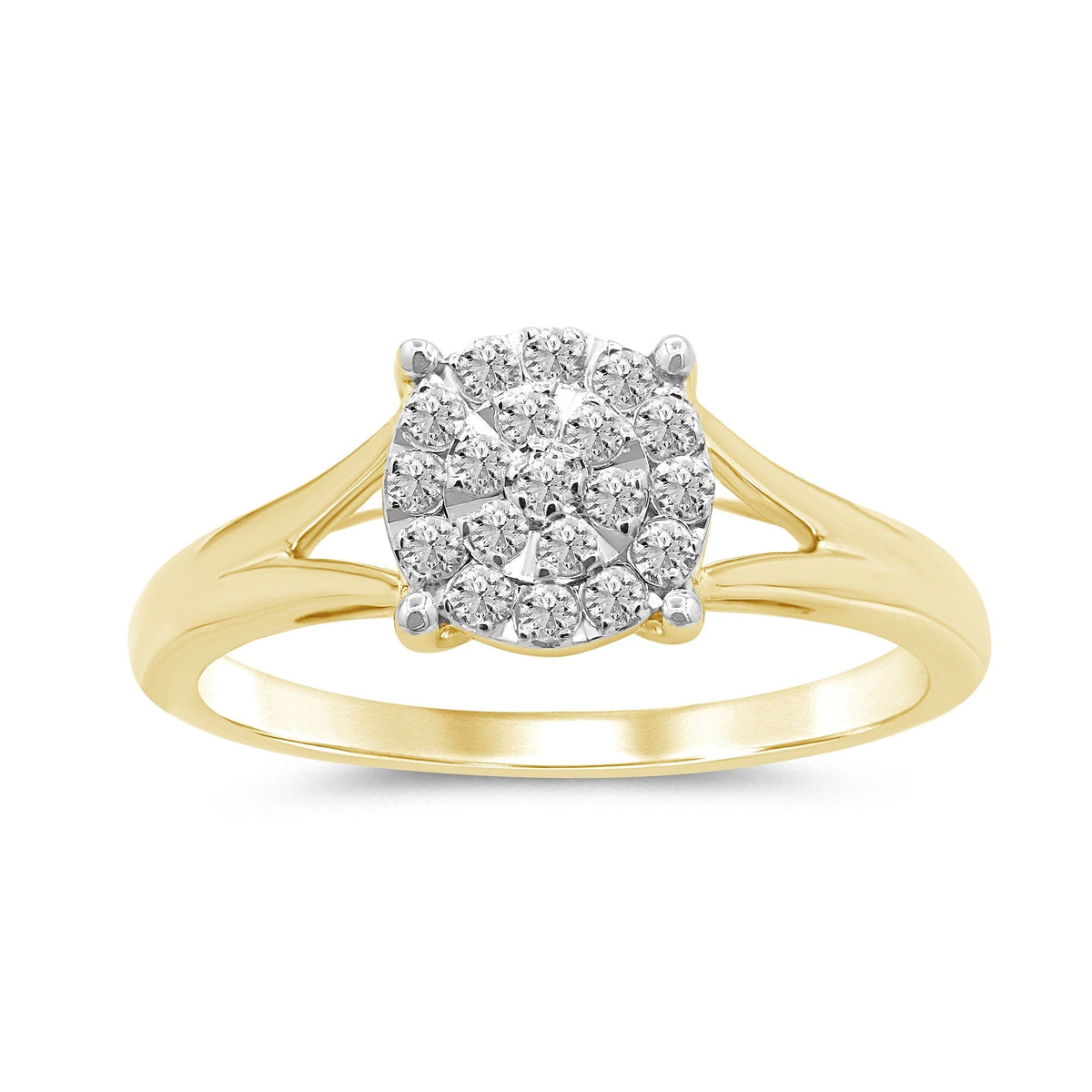 Martina Solitaire Look Ring with 1/4ct of Diamonds in 9ct Yellow Gold Rings Bevilles 