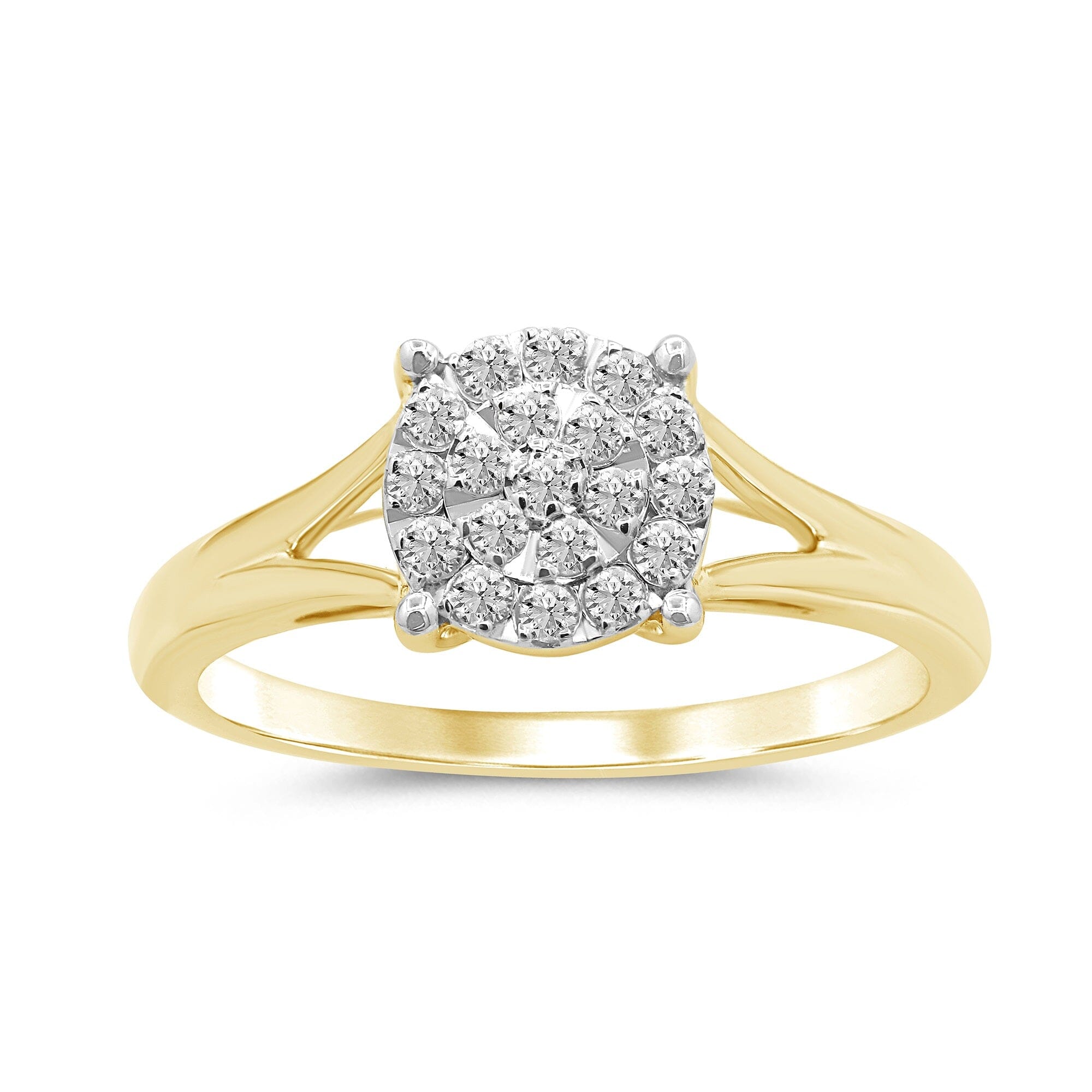 Martina Solitaire Look Ring with 1/4ct of Diamonds in 9ct Yellow Gold Rings Bevilles 