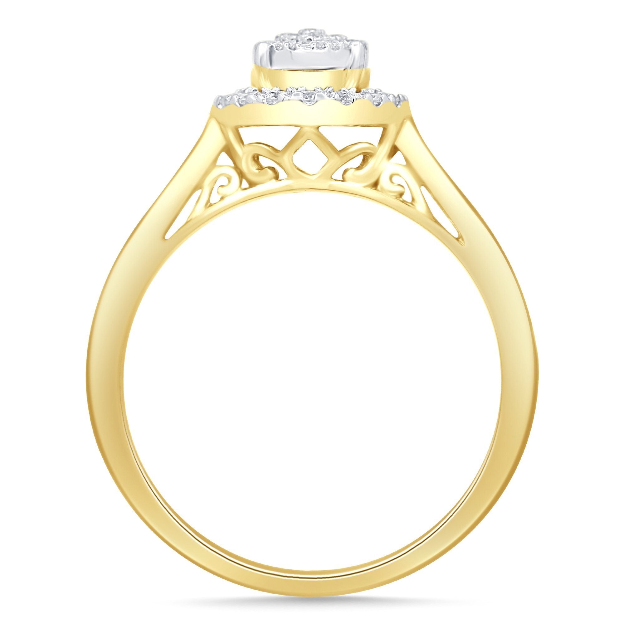 Martina Brilliant Halo Ring with 1/3ct of Diamonds in 9ct Yellow Gold Rings Bevilles 