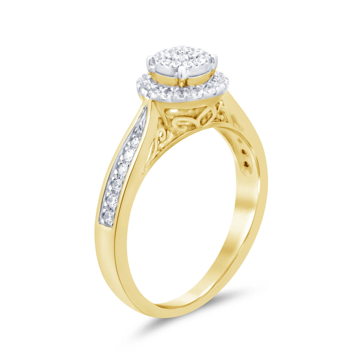 Martina Brilliant Halo Ring with 1/3ct of Diamonds in 9ct Yellow Gold Rings Bevilles 