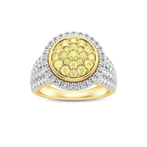 Meera Brilliant Halo Ring with 1.50ct of Yellow Laboratory Grown Diamonds in 9ct Yellow Gold Rings Bevilles 
