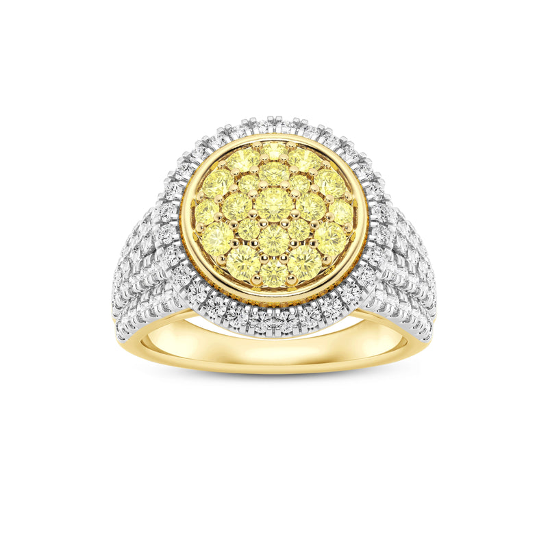 Meera Brilliant Halo Ring with 1.50ct of Yellow Laboratory Grown Diamonds in 9ct Yellow Gold Rings Bevilles 