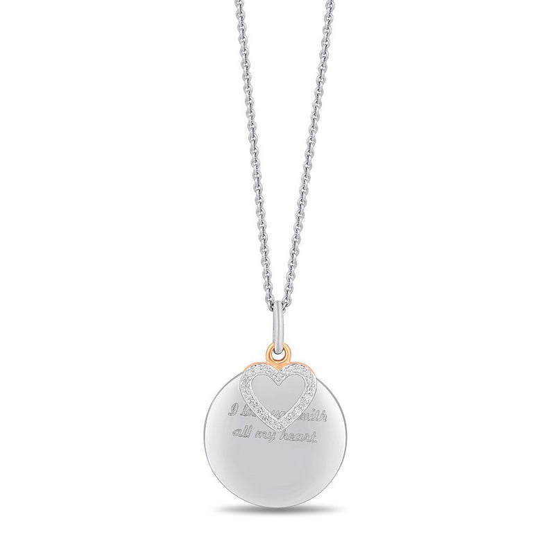 Heart and Disc Necklace with 0.05ct of Diamonds in Sterling Silver Necklaces Bevilles 