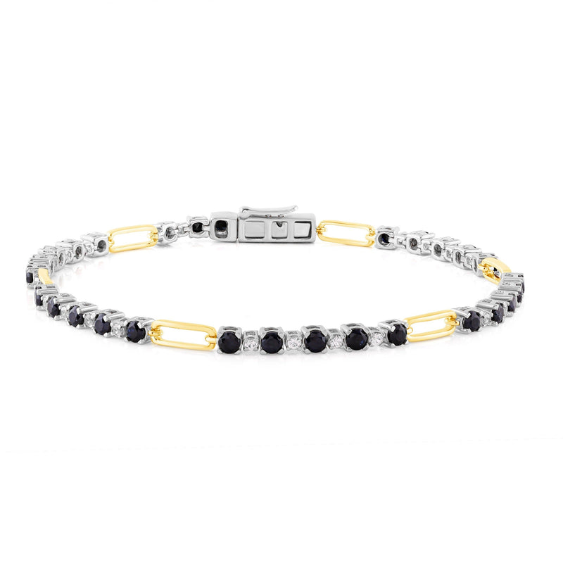Diamond Set Black and White Created Sapphire Bracelet in 9ct Yellow Gold Bracelets Bevilles 