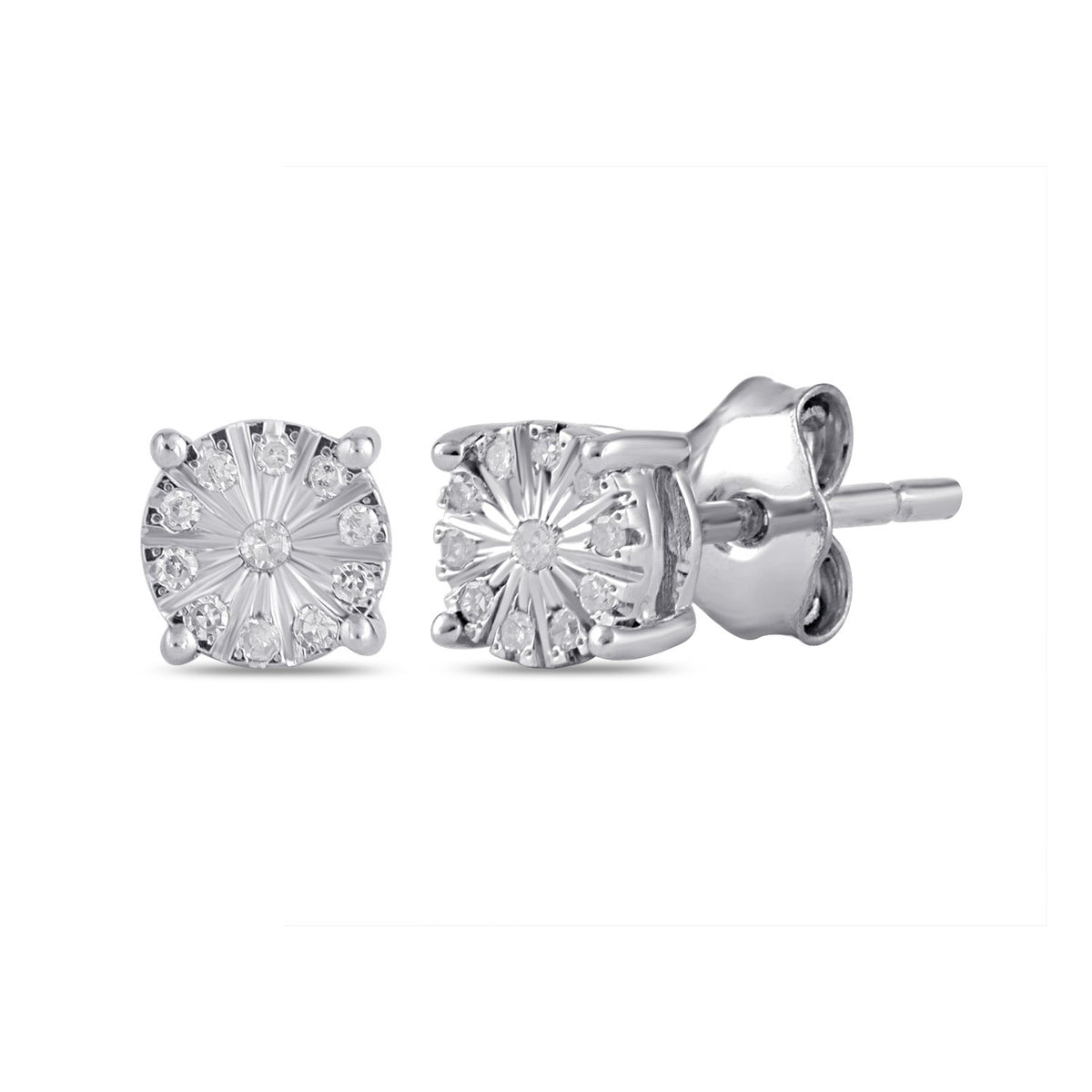 Mirage Diamond Set Fancy Miracle Stud Earrings in Sterling Silver Earrings Bevilles 