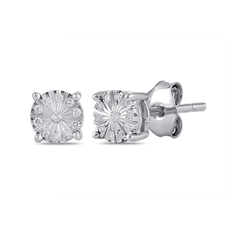 Mirage Diamond Set Fancy Miracle Stud Earrings in Sterling Silver Earrings Bevilles 
