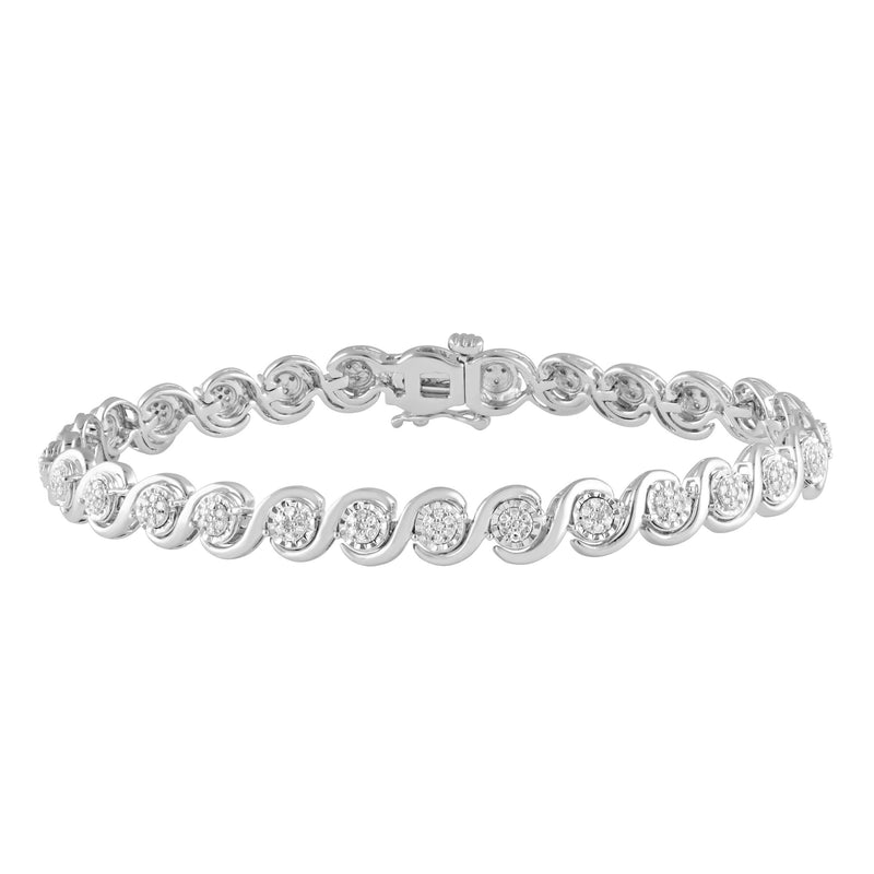 Mirage Miracle Plate Bracelet with 1/2ct of Diamonds in Sterling Silver Bracelets Bevilles 