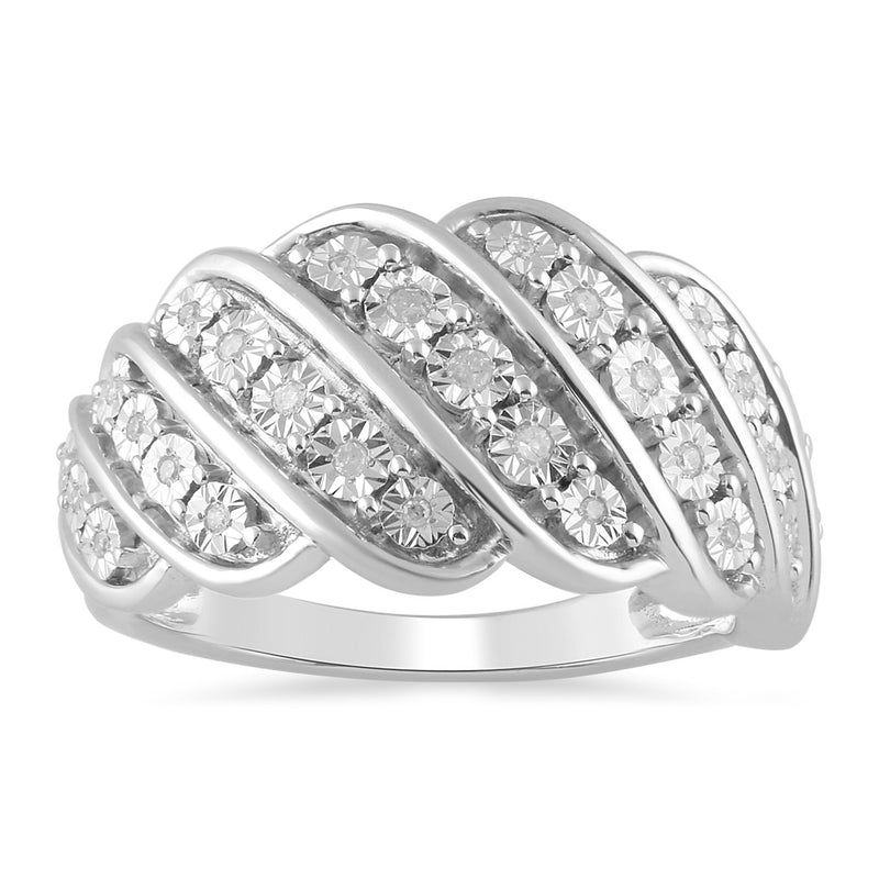 Mirage 7 Row Ring with 0.10ct of Diamonds in Sterling Silver Rings Bevilles 