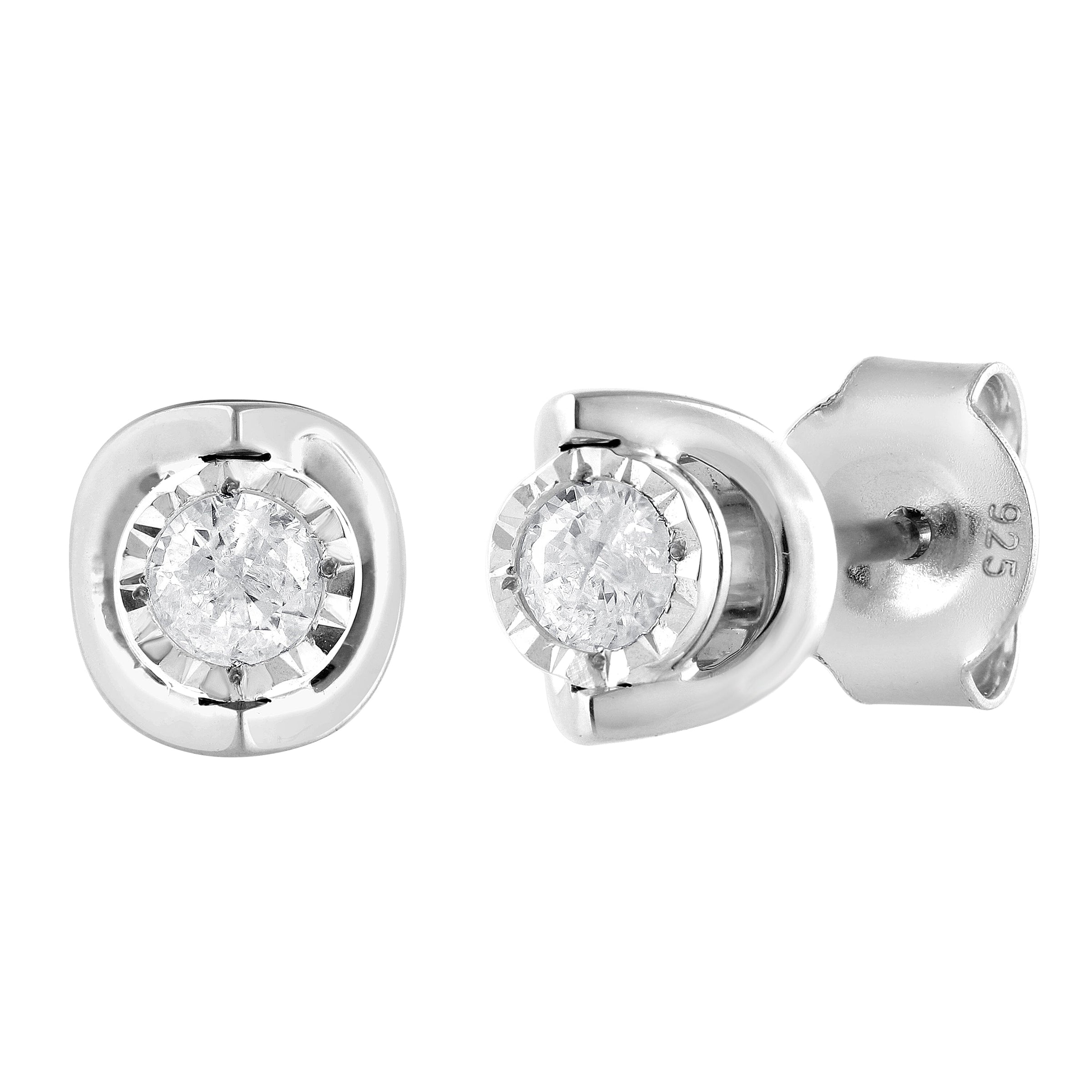 Miracle Halo Stud Earrings with 0.15ct of Diamonds in Sterling Silver Earrings Bevilles 