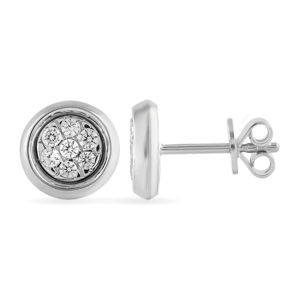 Bezel Set Stud Earrings with 0.10ct of Diamonds in Sterling Silver Earrings Bevilles 