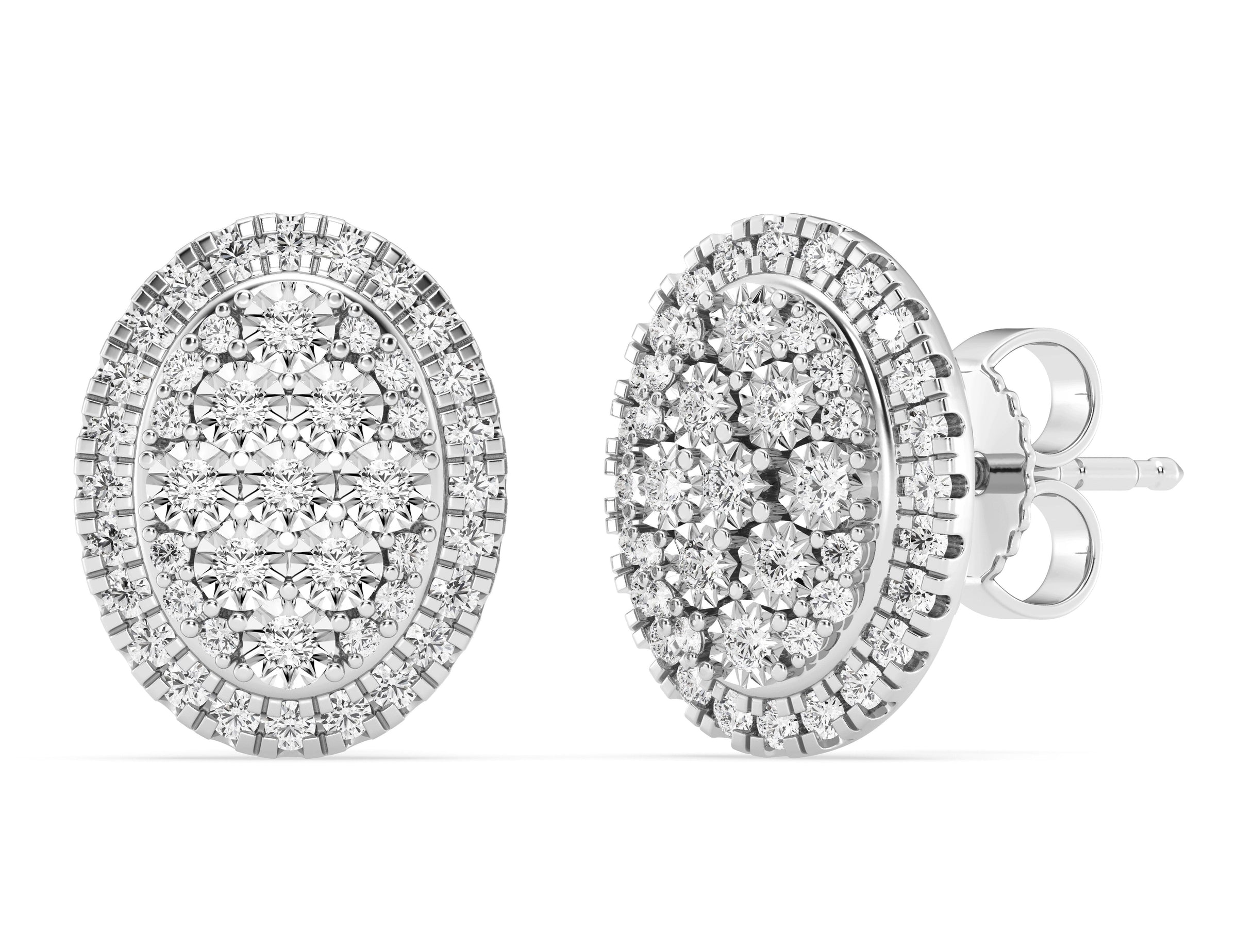 Halo Stud Earrings with 0.50ct Diamonds in Sterling Silver Earrings Bevilles 