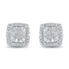 Miracle Halo Square Stud Earrings with 0.10ct of Diamonds in Sterling Silver Earrings Bevilles 