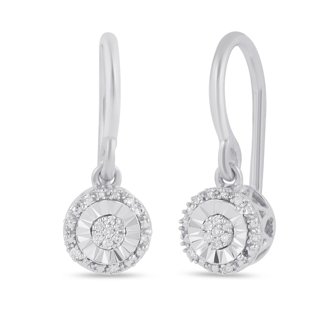 Diamond Set Drop Earrings in Sterling Silver Earrings Bevilles 