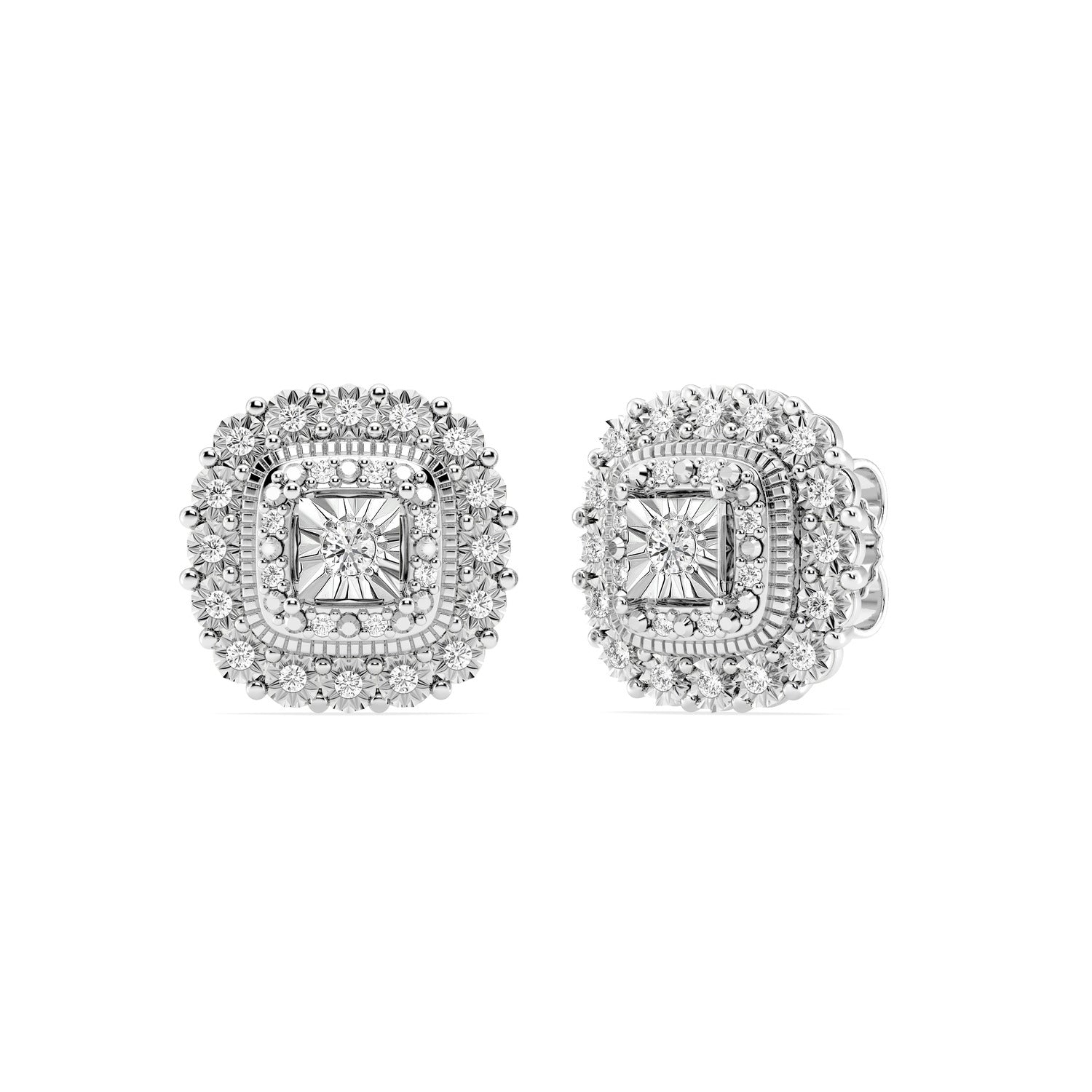Miracle Halo Earrings with 0.15ct of Diamonds in Sterling Silver Earrings Bevilles 