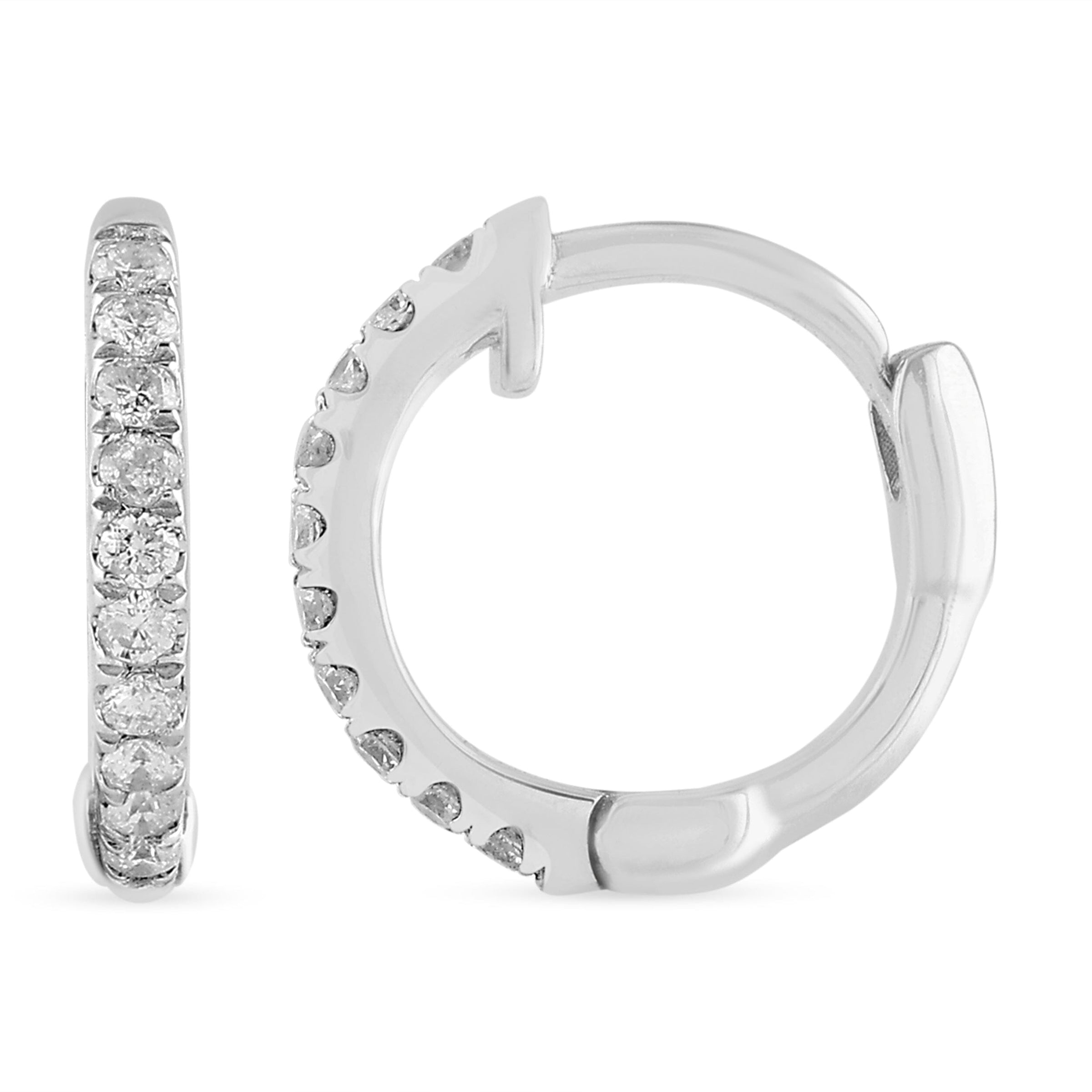 Brilliant Grain Huggie Hoop Earrings with 0.05ct of Diamonds in Sterling Silver Earrings Bevilles 