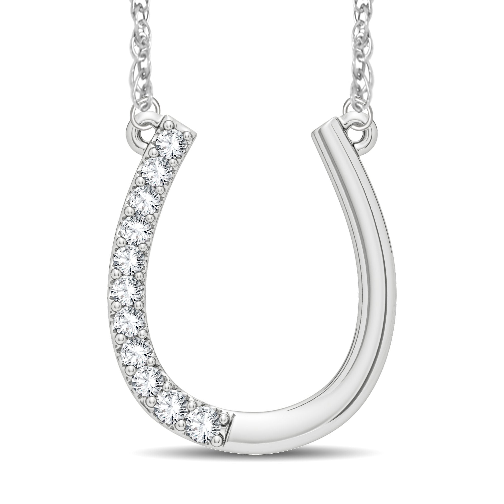 Horseshoe Necklace with 0.15ct of Diamonds in Sterling Silver Necklaces Bevilles 