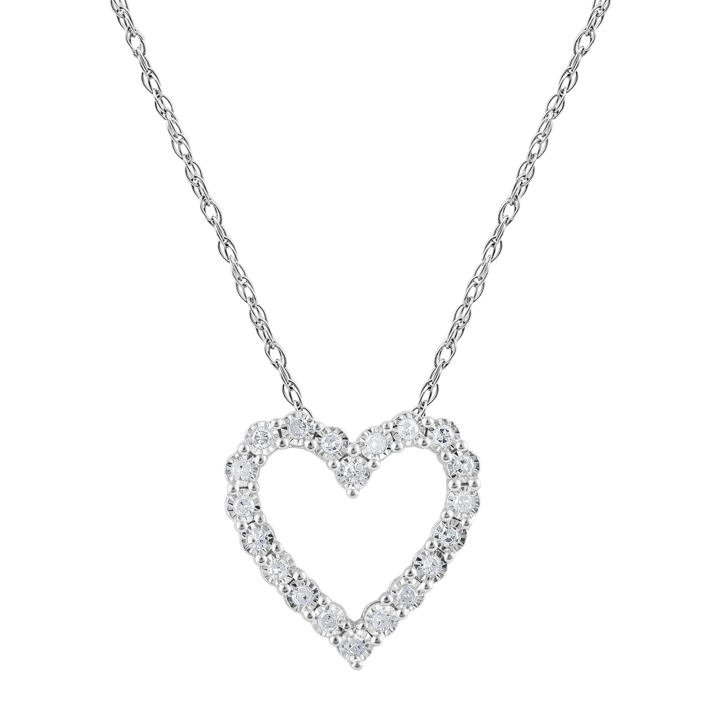 Miracle Open Heart Necklace with 1/4ct of Diamonds in Sterling Silver Necklaces Bevilles 