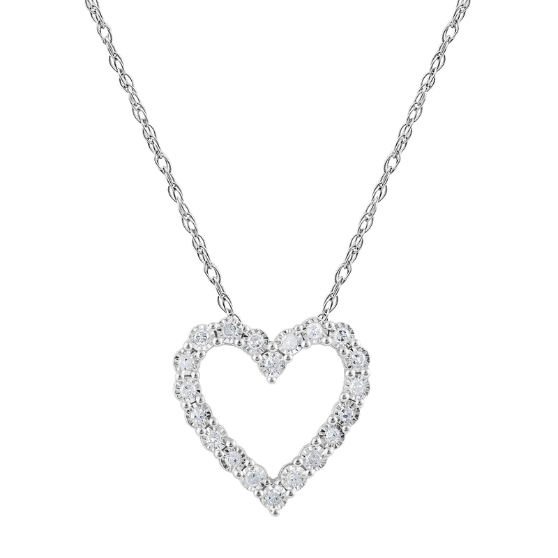 Miracle Open Heart Necklace with 1/4ct of Diamonds in Sterling Silver Necklaces Bevilles 