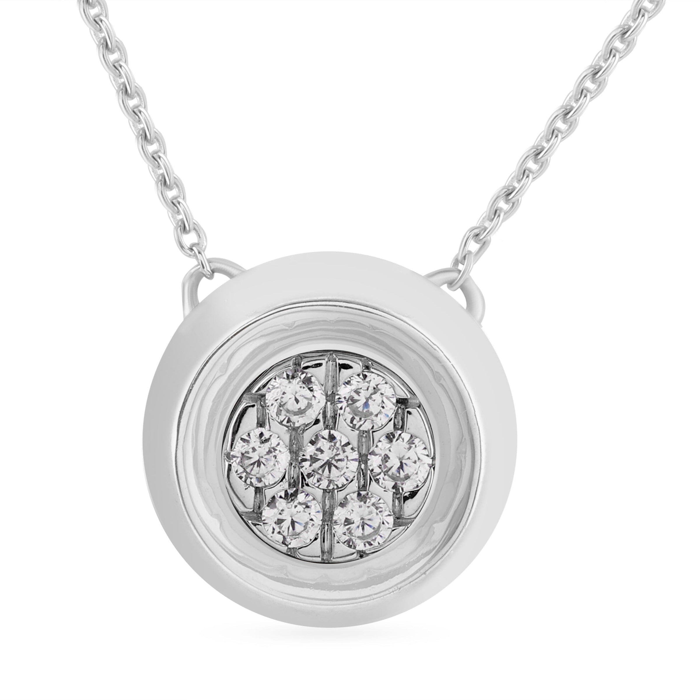 Bezel Set Slider Necklace with 0.10ct of Diamonds in Sterling Silver Necklaces Bevilles 