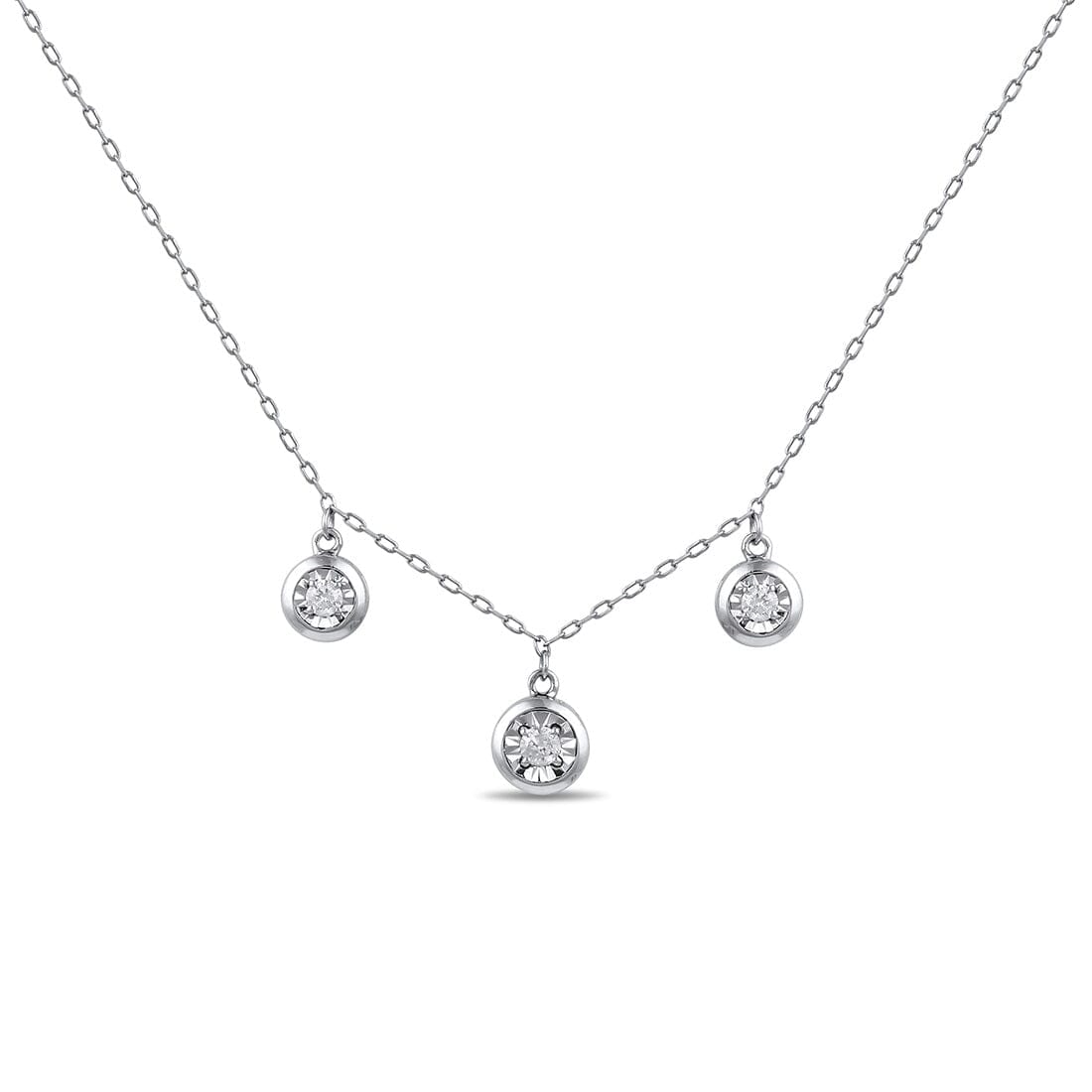 3 Station Necklace with 1/5ct of Diamonds in Sterling Silver Necklaces Bevilles 
