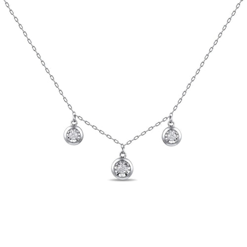 3 Station Necklace with 1/5ct of Diamonds in Sterling Silver Necklaces Bevilles 