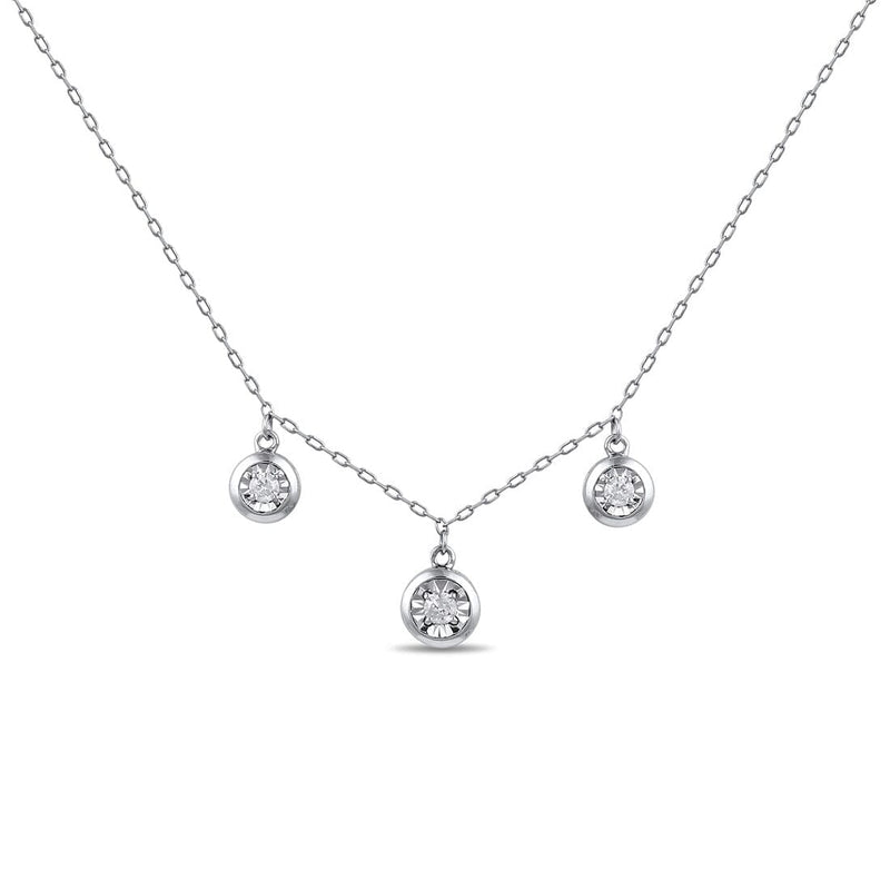 3 Station Necklace with 1/5ct of Diamonds in Sterling Silver Necklaces Bevilles 