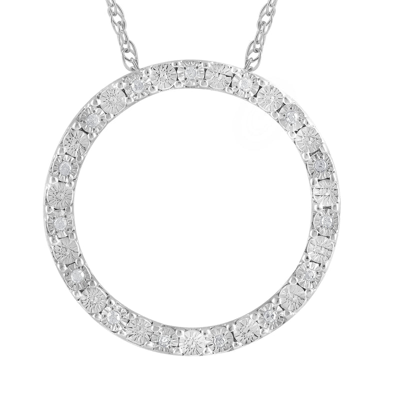 Diamond Circle Necklace in Sterling Silver Necklaces Bevilles 