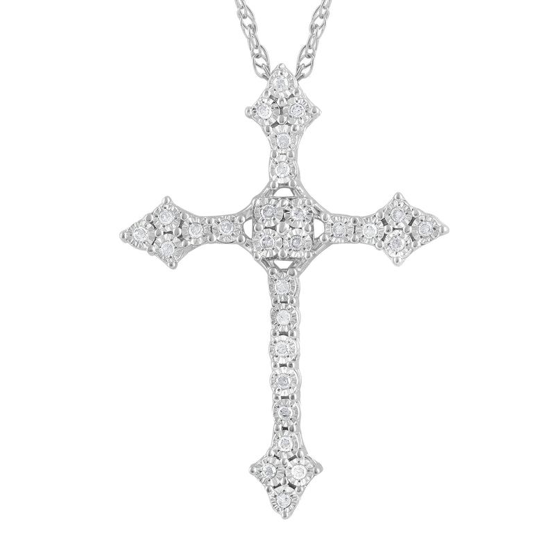 Brilliant Miracle Cross Necklace with 0.10ct Diamonds in Sterling Silver Necklaces Bevilles 