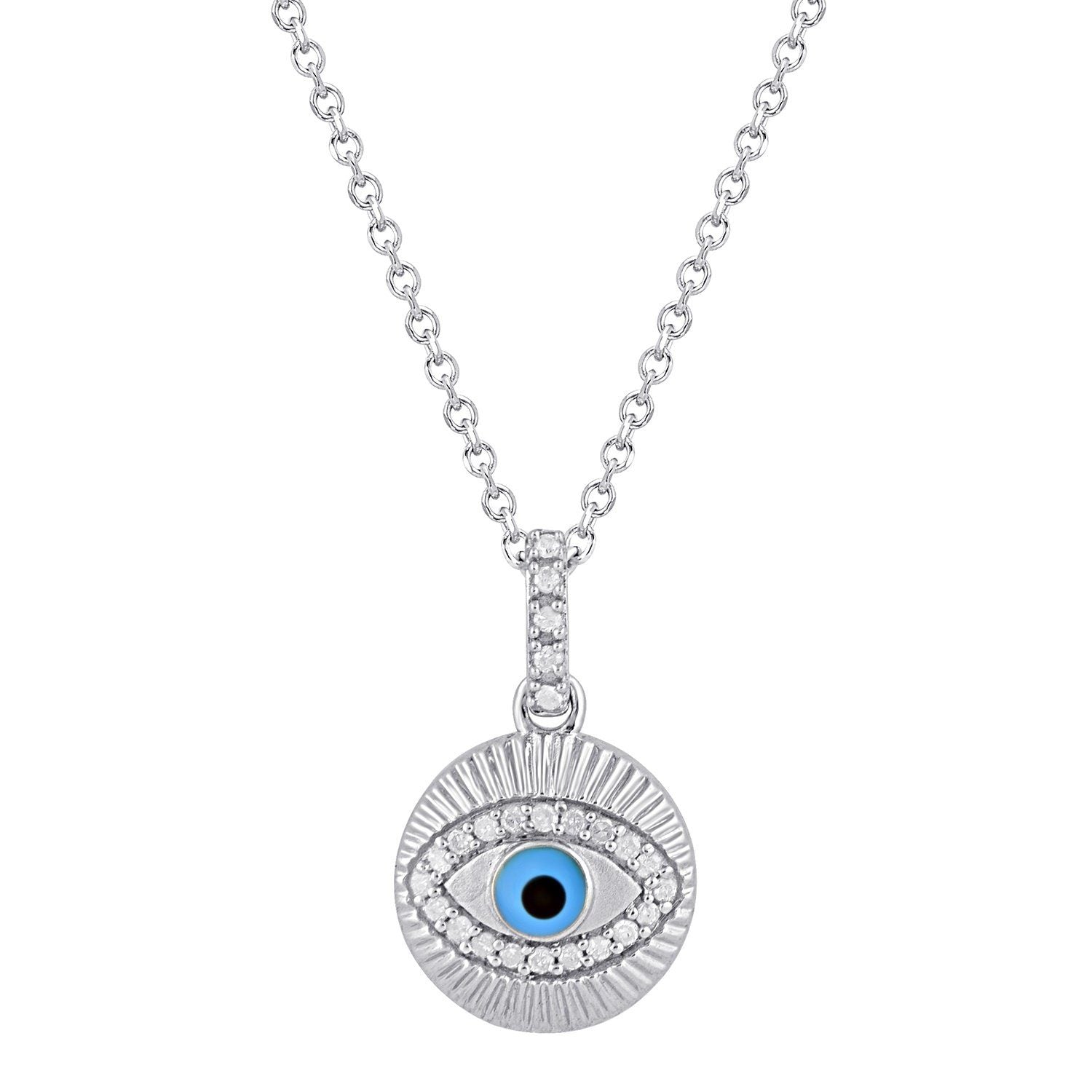 Diamond Evil Eye Necklace in Sterling Silver Necklaces Bevilles 