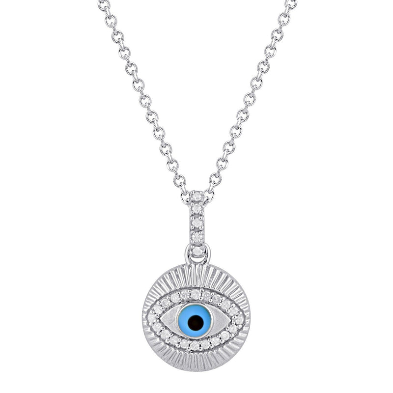 Diamond Evil Eye Necklace in Sterling Silver Necklaces Bevilles 