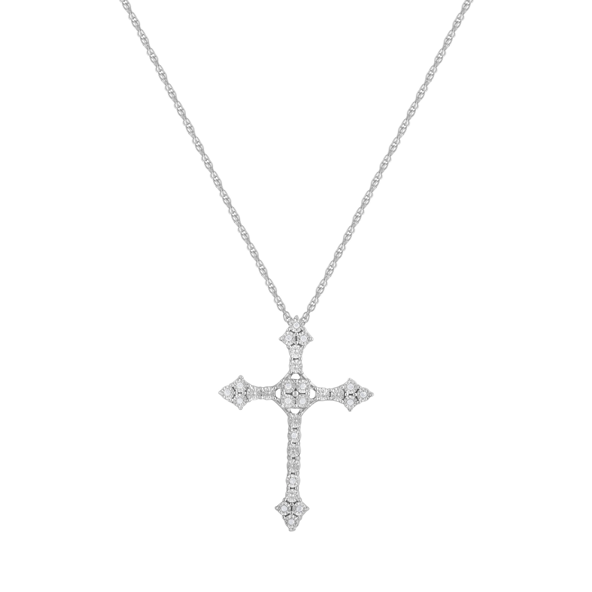 Diamond Miracle Cross Necklace in Sterling Silver Necklaces Bevilles 