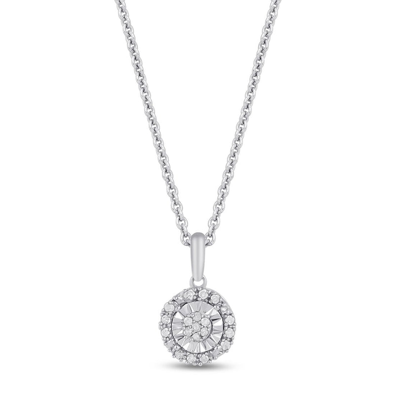 Diamond Set Miracle Halo Necklace in Sterling Silver Necklaces Bevilles 