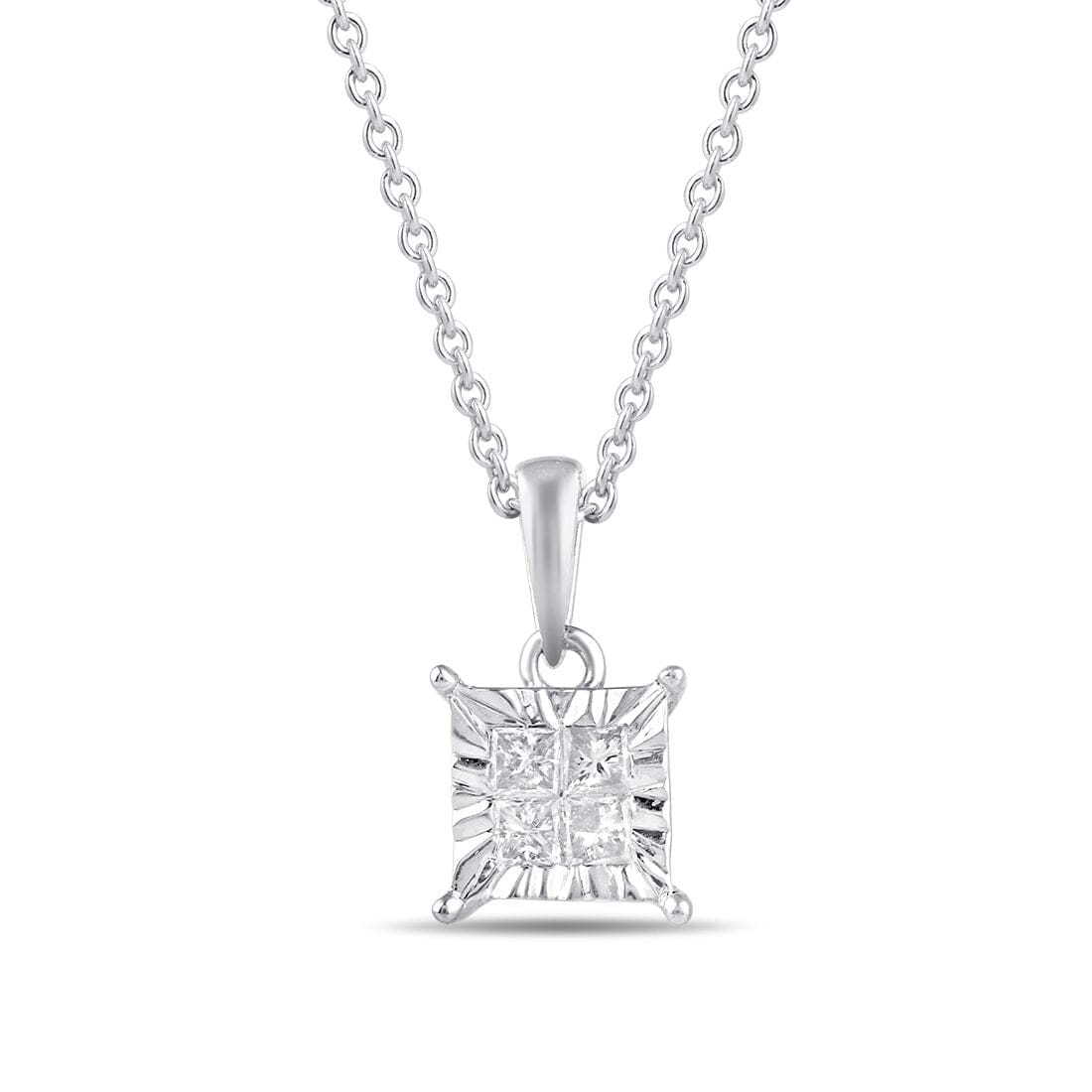 Miracle Halo Necklace with 0.10ct of Diamonds in Sterling Silver Necklaces Bevilles 