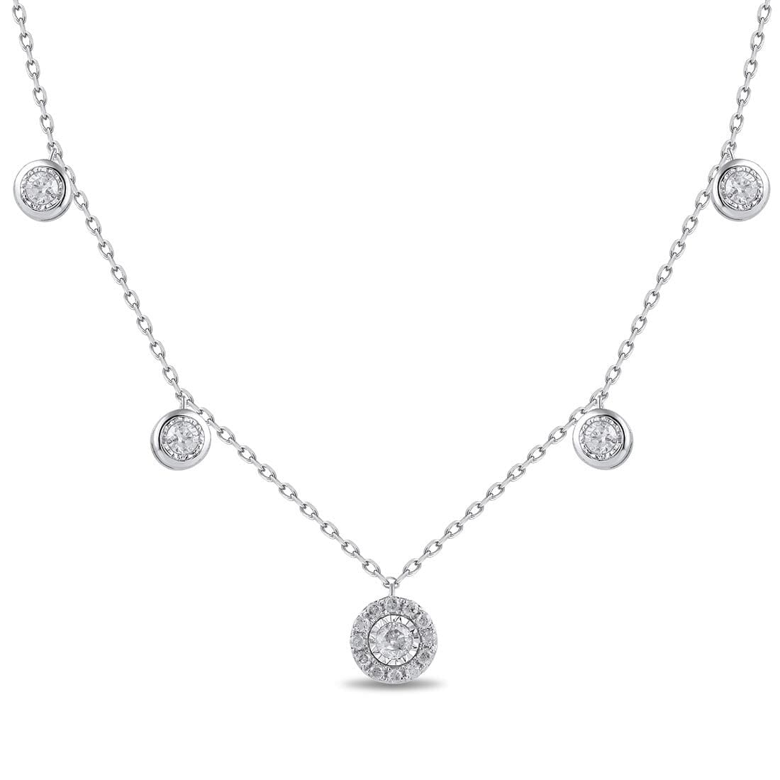Brilliant Solitaire 4 Station Necklace with 1/2ct of Diamonds in Sterling Silver Necklaces Bevilles 