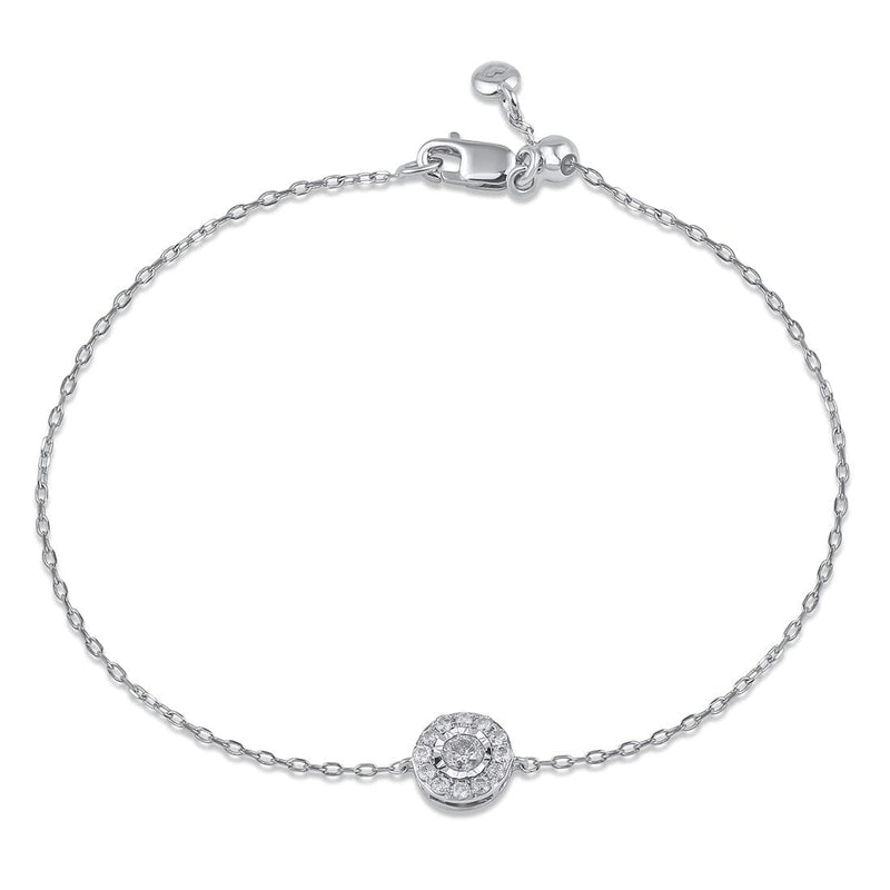 Halo Station Bracelet with 1/5ct of Diamonds in Sterling Silver Bracelets Bevilles 