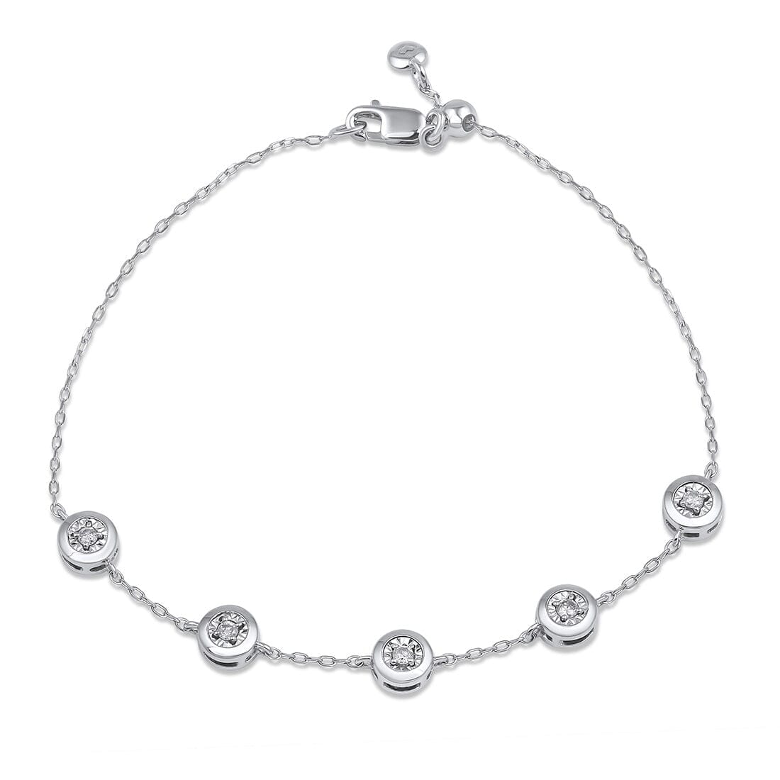5 Station Bracelet with 0.10ct of Diamonds in Sterling Silver Bracelets Bevilles 