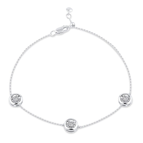 3 Station Bracelet with 1/3ct of Diamonds in Sterling Silver Bracelets Bevilles 
