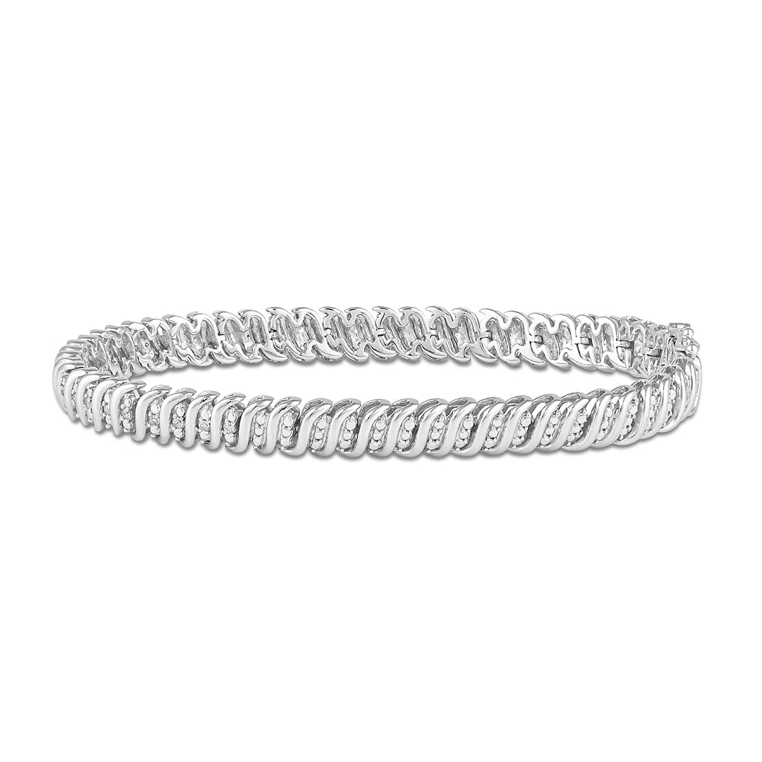 S Link Bracelet with 0.15ct of Diamonds in Sterling Silver Bracelets Bevilles 