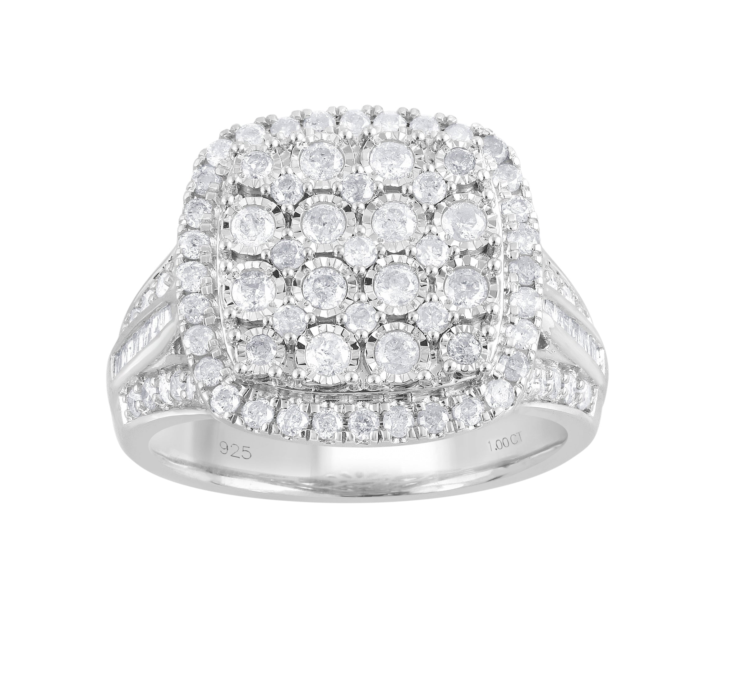 Halo Miracle Ring with 1.00ct of Diamonds in Sterling Silver Rings Bevilles 