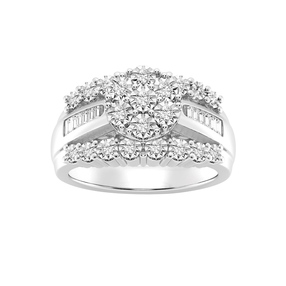 Miracle Surround Ring with 0.50ct of Diamonds in Sterling Silver Rings Bevilles 