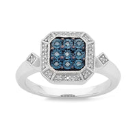 Sterling Silver 0.10ct Blue Diamond Ring Rings Bevilles 