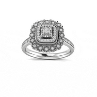 Brilliant Square Milgrain Ring with 1/5ct of Diamonds in Sterling Silver Rings Bevilles 