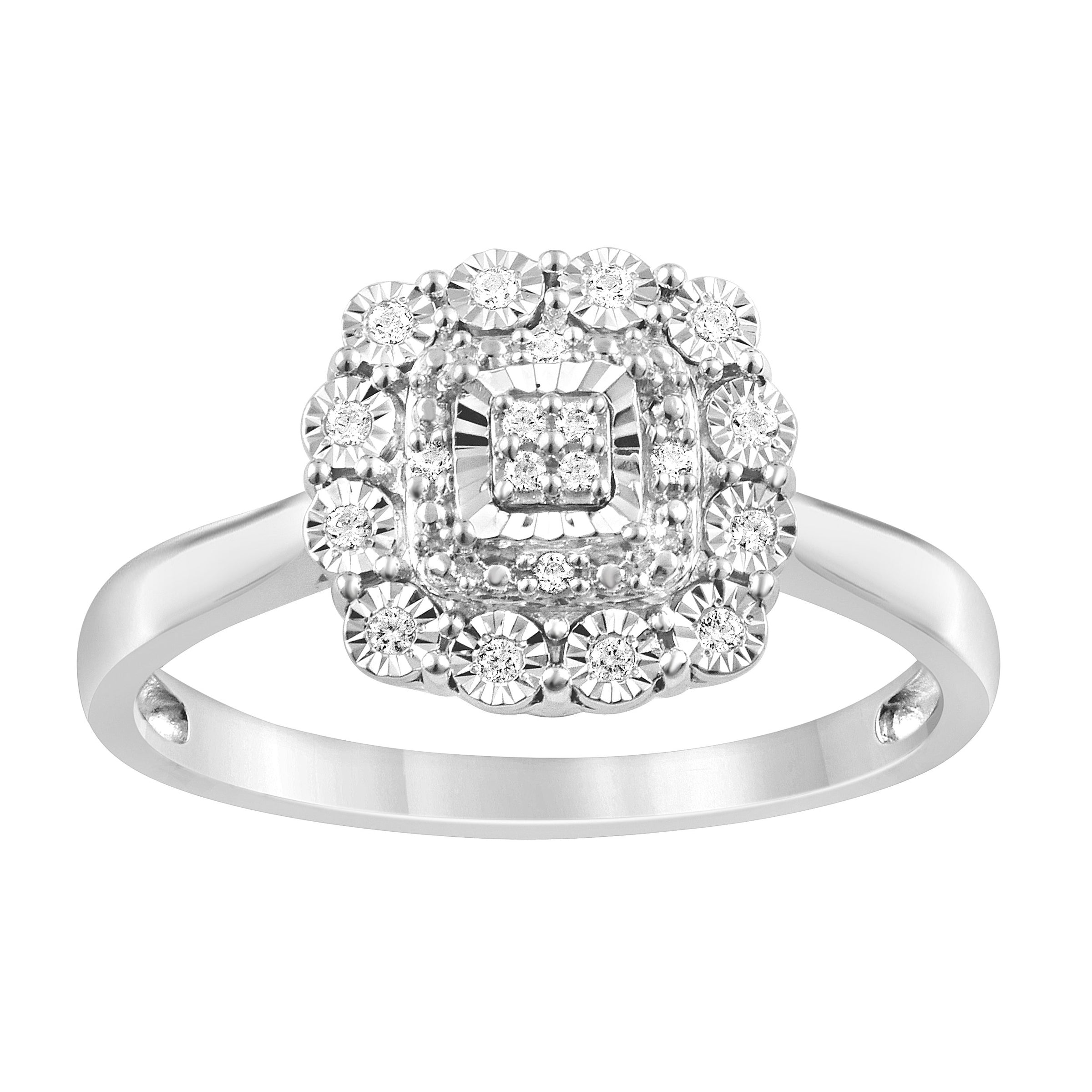 Brilliant Claw Surround Ring with 0.10ct of Diamonds in Sterling Silver Rings Bevilles 