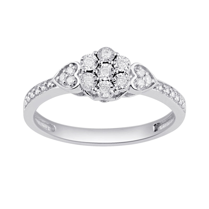 Diamond Miracle Flower & Heart Ring in Sterling Silver Rings Bevilles 